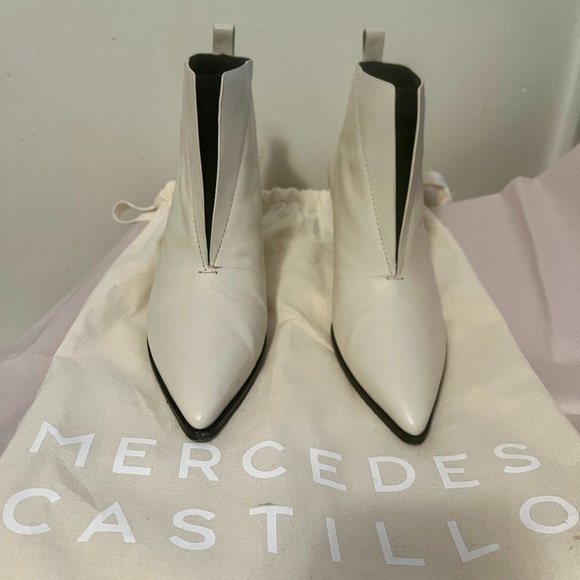 Mercedes Castillo Kasuri Pointy Toe Booties Ankle Boots Ivory Size 6 / 36 - Picture 3 of 8